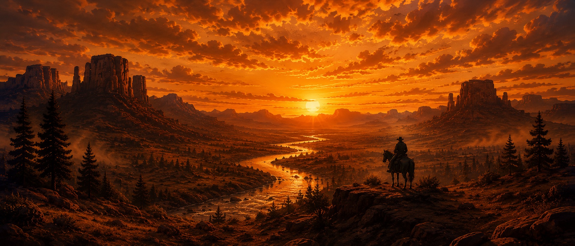 The frontier at sunset